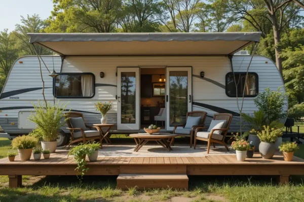 Creative Travel Trailer RV Deck Ideas for Outdoor Living Creative Travel Trailer RV Deck Ideas for Outdoor Living